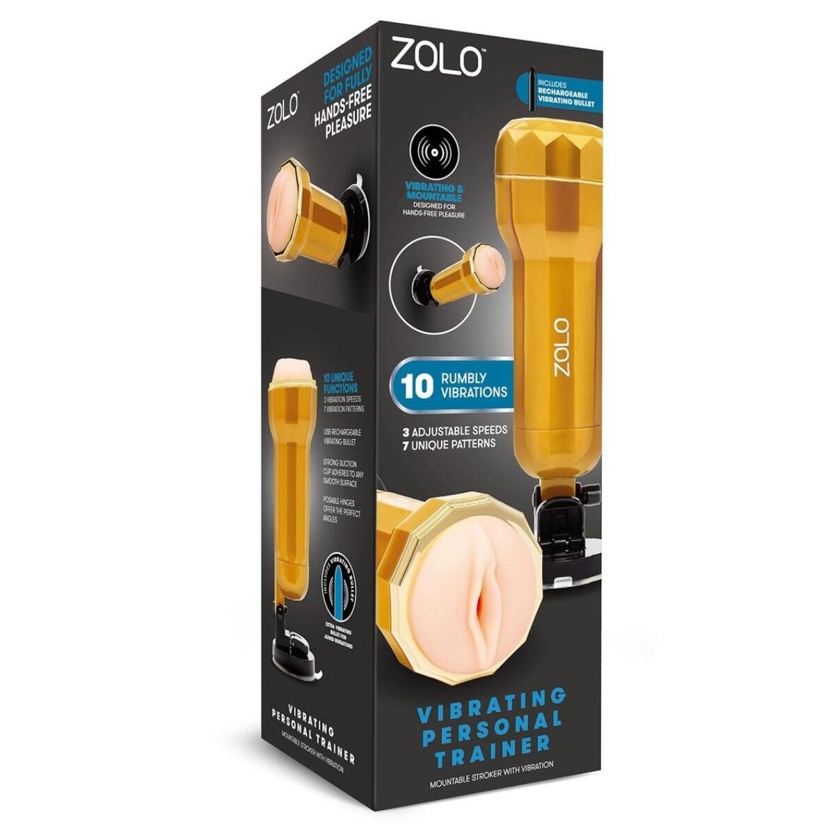 ZOLO Vibrating Mountable Stroker THE PERSONAL TRAINER Masturbator Zolo (ABS)