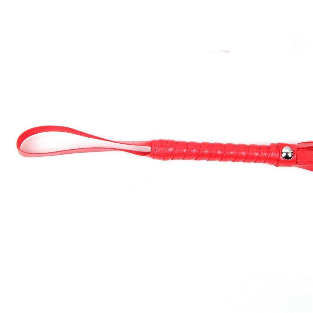 Red leather handle on a white background