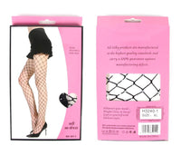 a package of fishnet stockings with a woman's legs