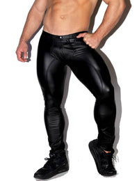 Scandals Men's Open Crotch Black Wet Look Trousers Bondage & Fetishwear - Wet-Look Scandals Lingerie