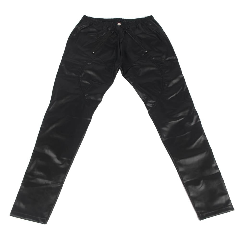 Scandals Men's Open Crotch Black Wet Look Trousers Bondage & Fetishwear - Wet-Look Scandals Lingerie