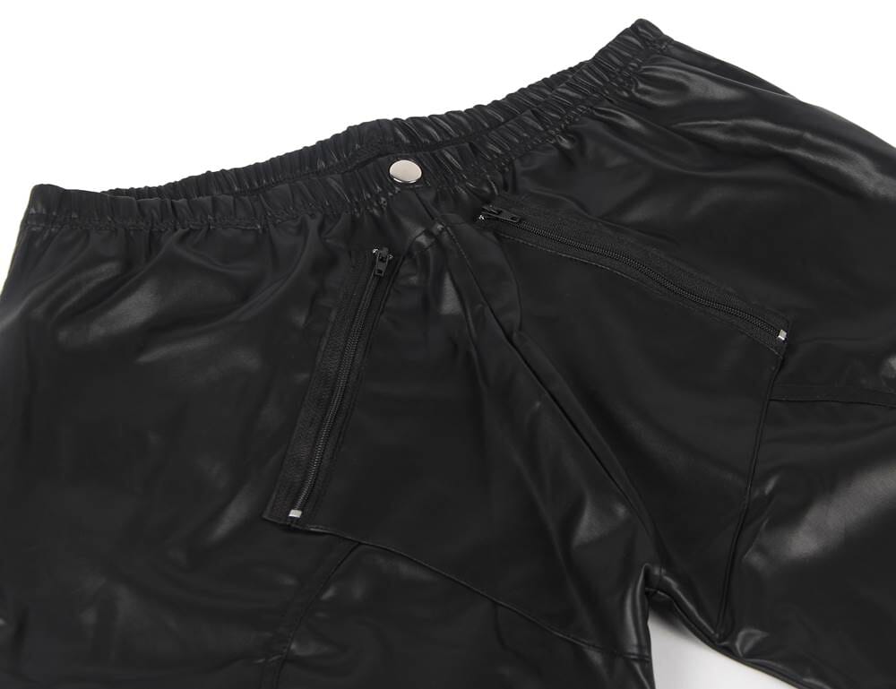 Scandals Men's Open Crotch Black Wet Look Trousers Bondage & Fetishwear - Wet-Look Scandals Lingerie