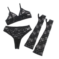 a black lingerie set with stockings and stockings