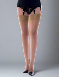 a woman in a short skirt and high heels