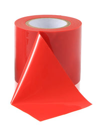 a roll of red tape on a white background