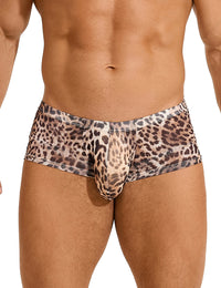 Stylish sexy mesh boxer with eye-catching leopard print, designed for the modern man by Scandals.