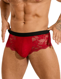 Stylish presentation of Men's Sexy Lace See-Through Briefs by Scandals Menswear, featuring seductive lace that redefines men's briefs.