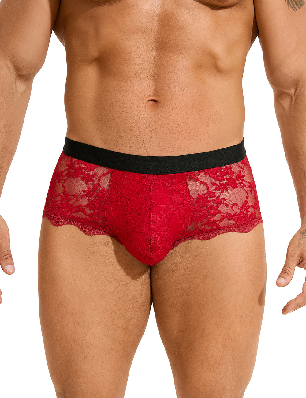 Men's Sexy Lace See-Through Briefs by Scandals Menswear showcasing luxurious lace design, perfect for adding a touch of sophistication to men's briefs.
