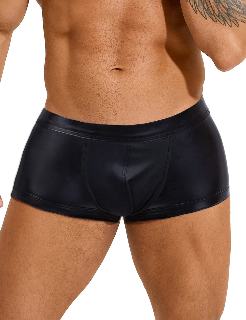 Scandals Black Sexy PU Leather Hip Hollow Men Boxer