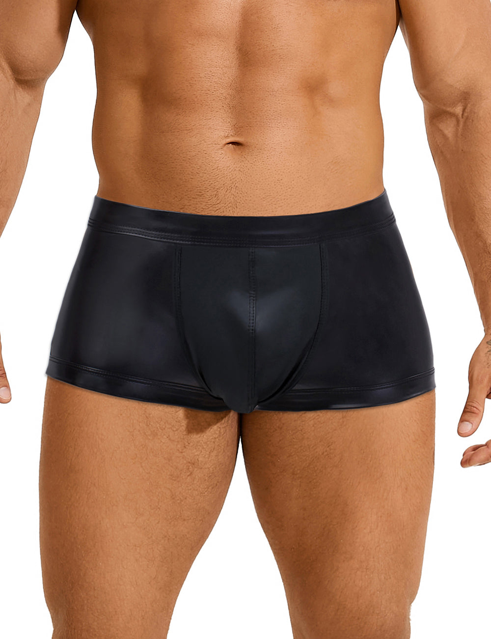 Scandals Black Sexy PU Leather Hip Hollow Men Boxer
