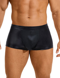 Scandals Black Sexy PU Leather Hip Hollow Men Boxer