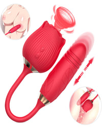 a close up of an electric device with a red handle
