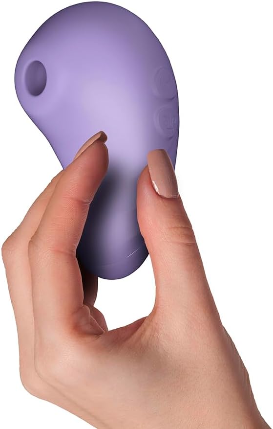Close-up view of the Rocks Off Sugar Boo Peek A Boo Suction Vibrator Lilac, highlighting its sophisticated contours and state-of-the-art suction technology.