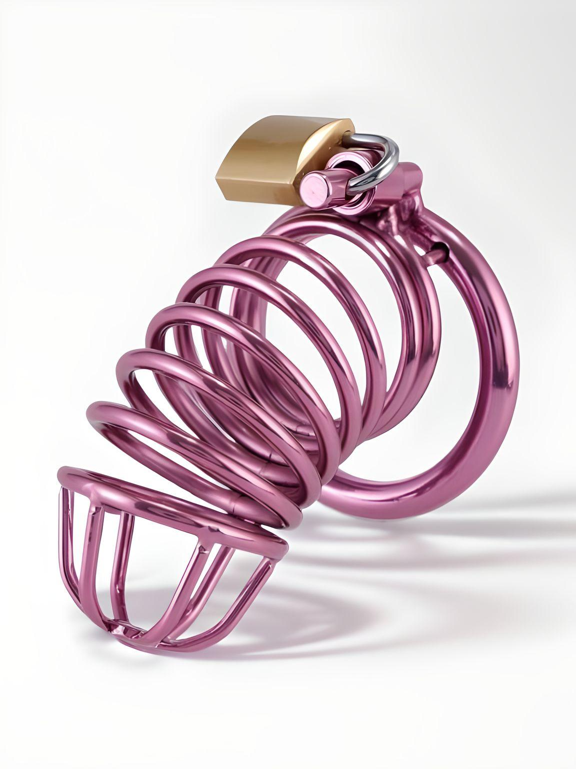 Heavy Metal Chastity Cage in Purple, Ergonomic & Waterproof Design For Ultimate Comfort
