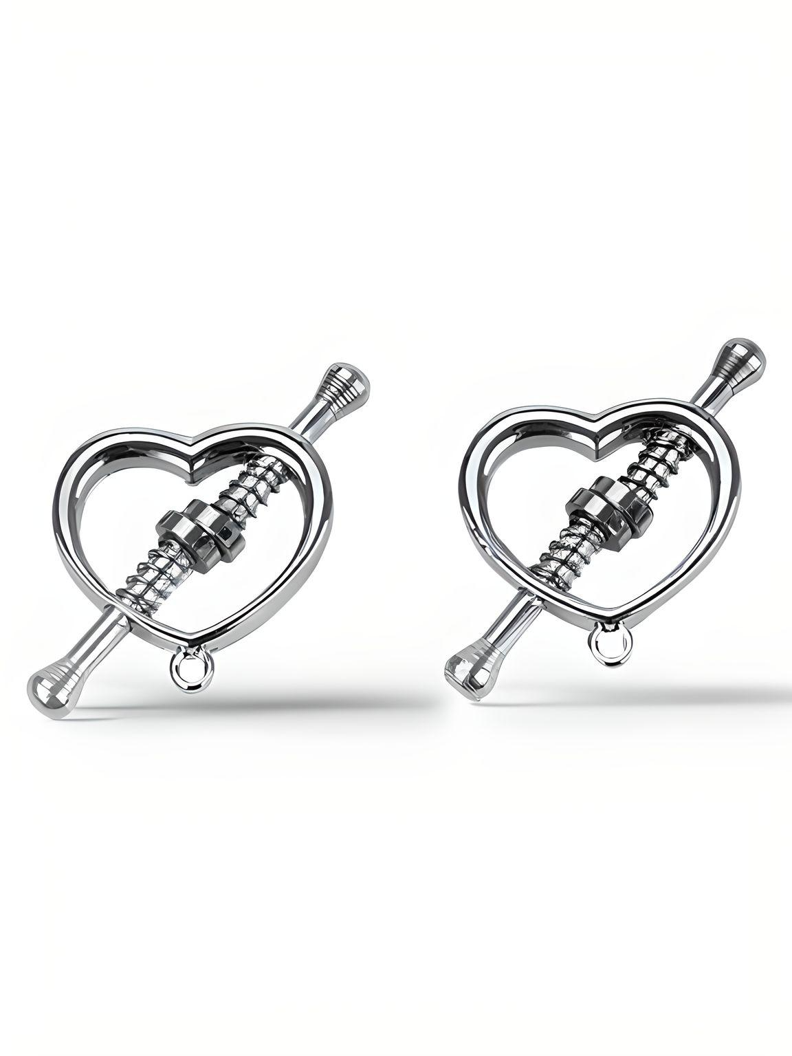Heart Vice Nipple Clamps for Bondage – Stunning stainless steel pair emphasising luxury in BDSM accessories, ideal for adventurous exploration.