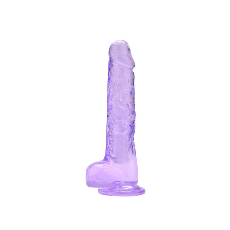 Product packaging for the 7" Loving Joy Jelly Crystal Dildo with Balls, showcasing its quality and perfect size for luxurious pleasure.
