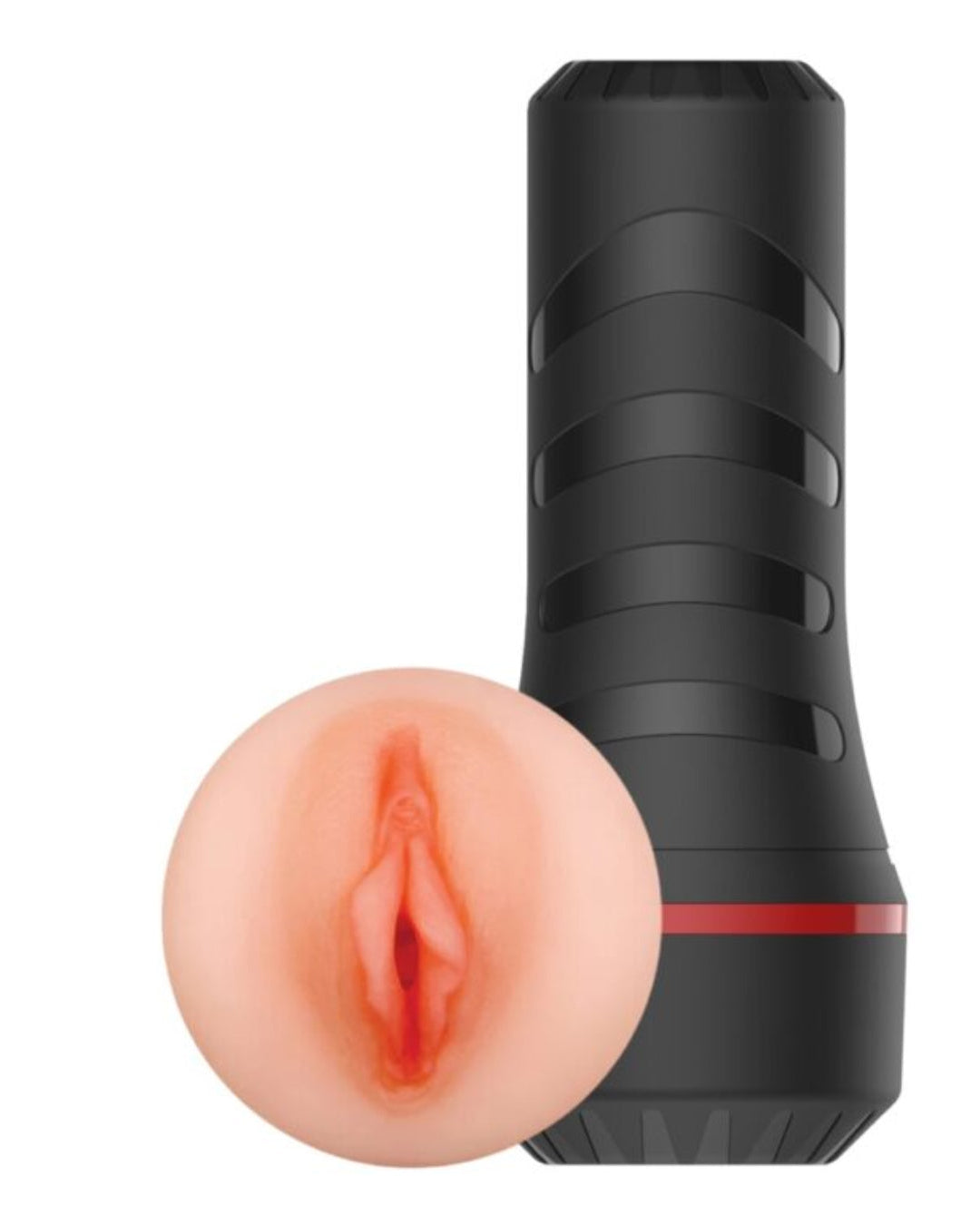 the flesh of a flesh plug is shown next to a black device