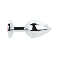 Close-up view of the Luxury Toosh Metal Butt Plug with Pink Stone, highlighting the beautiful jewel-encrusted base.