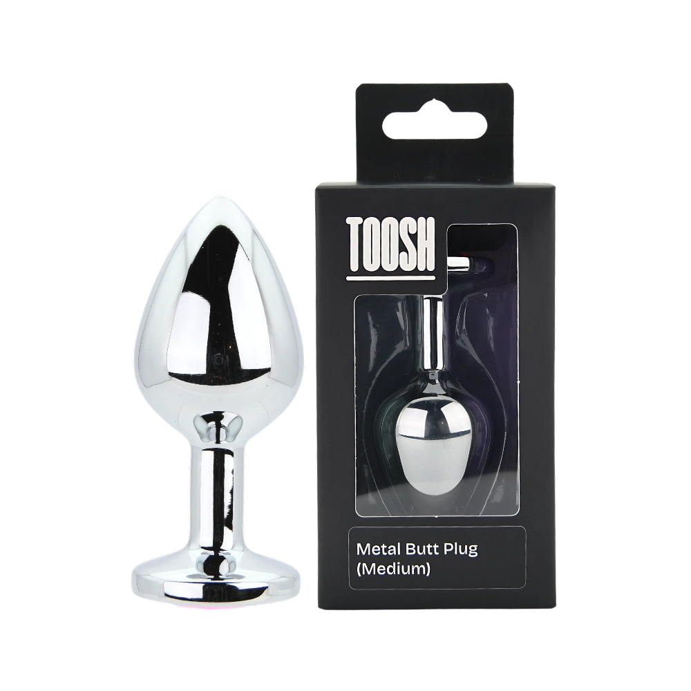 Luxury Toosh Metal Butt Plug in medium size, 3.2 inches long, ideal for intimate exploration and pleasure enhancement.