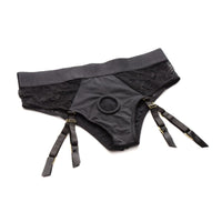 Laced Seductress Crotchless Panty Strap-on Harness with Garter Straps Strap on Strap U (ABS)