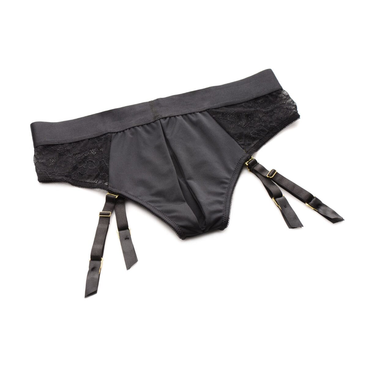 Laced Seductress Crotchless Panty Strap-on Harness with Garter Straps Strap on Strap U (ABS)