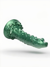Creature Cocks - Cockness Monster Lake Creature Silicone Dildo showcasing an iridescent green finish in luxurious detail.