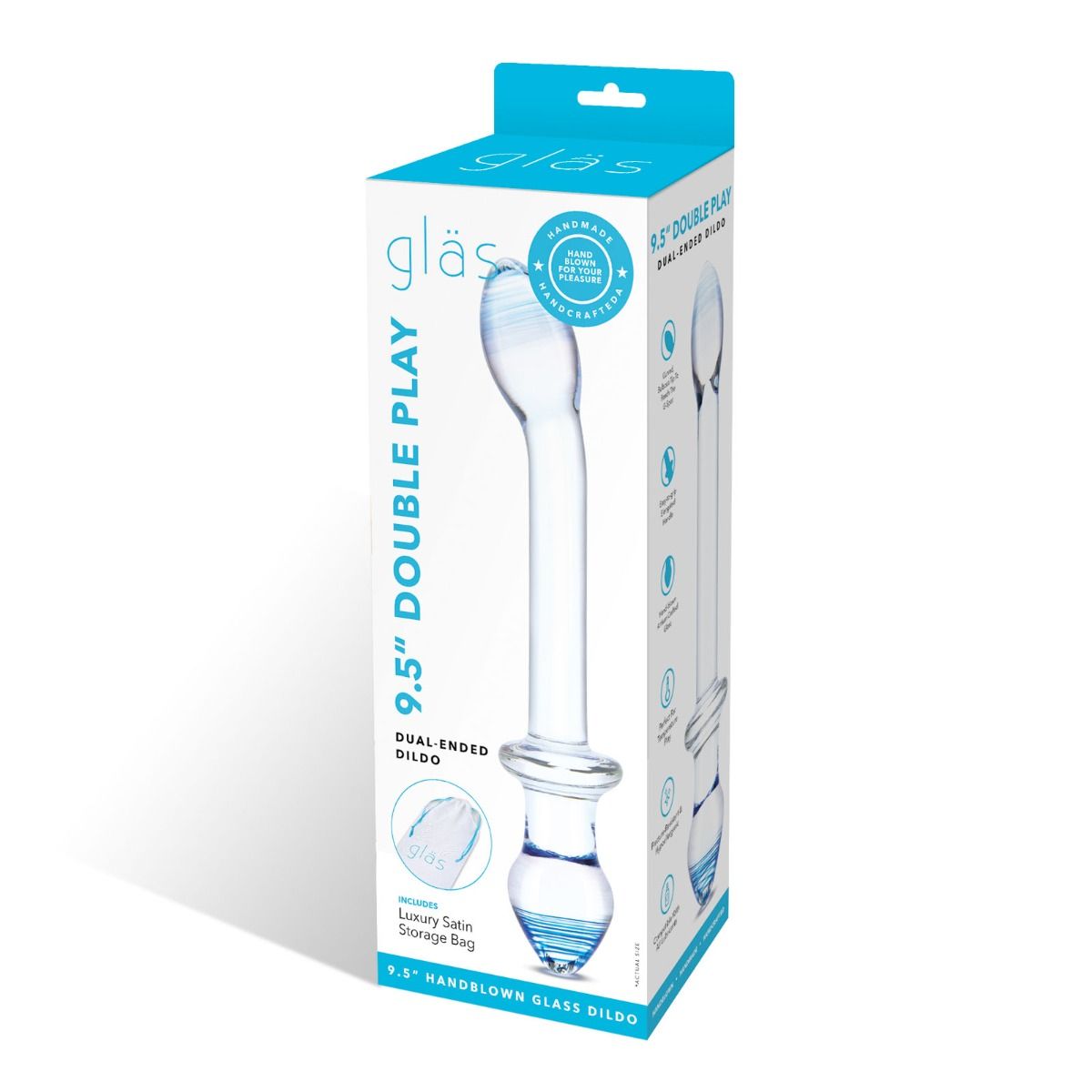 Dual Ended Glass Dildo - 9.5 Inch Curved Design for G-Spot & Anal Pleasure