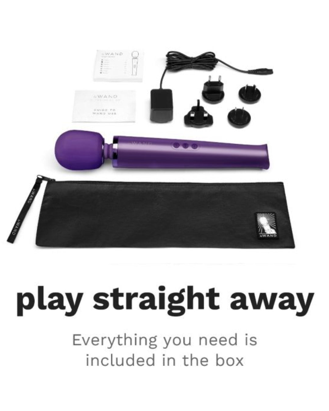 Le Wand Rechargeable Vibrating Massager With 10 Speeds, 20 Patterns, Silicone Head & Travel Case