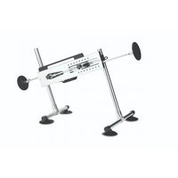 Profile view of the adjustable sex machine in an inclined position, highlighting its dual-ended functionality and stability.