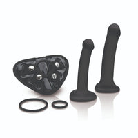 a couple of black objects sitting next to each other