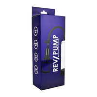 a blue box with a black pump inside of it