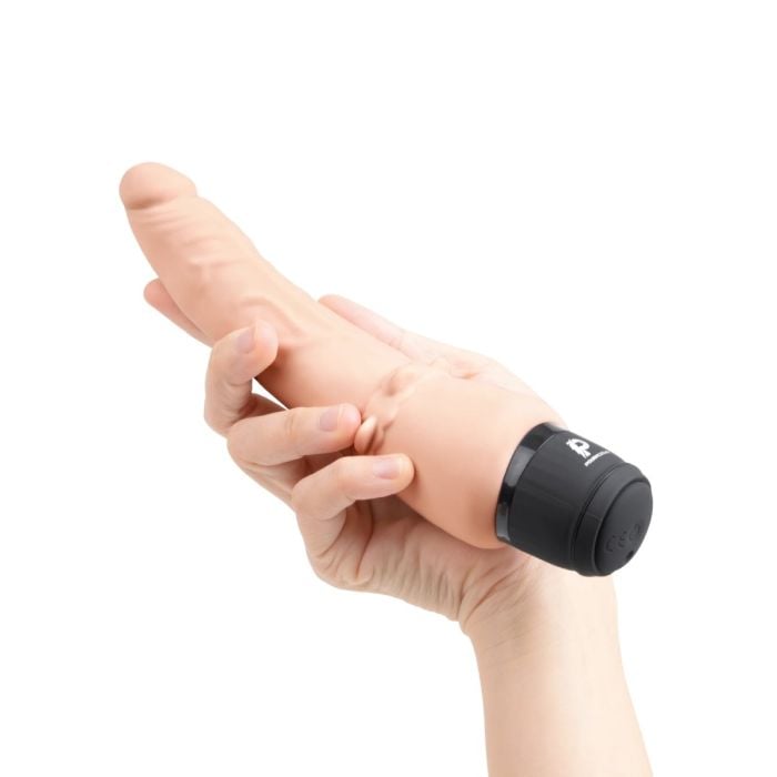 Stylish Powercocks 7" Slim Anal Realistic Vibrator, crafted as a realistic anal vibrating dildo with a textured sure-grip base and pleasure collar.