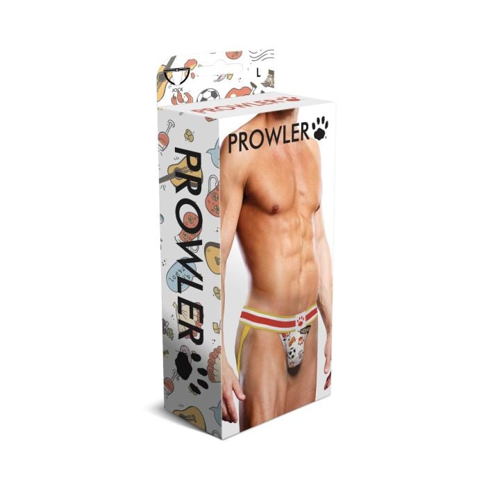 Stylish Prowler Barcelona Jock Strap featuring signature paw print logo, perfect for a confident statement.