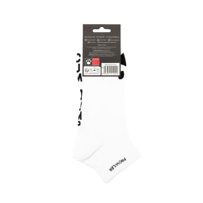Back view of Prowler RED ankle sock, featuring bold text and a stylish design, perfect for elevating your fashion game.