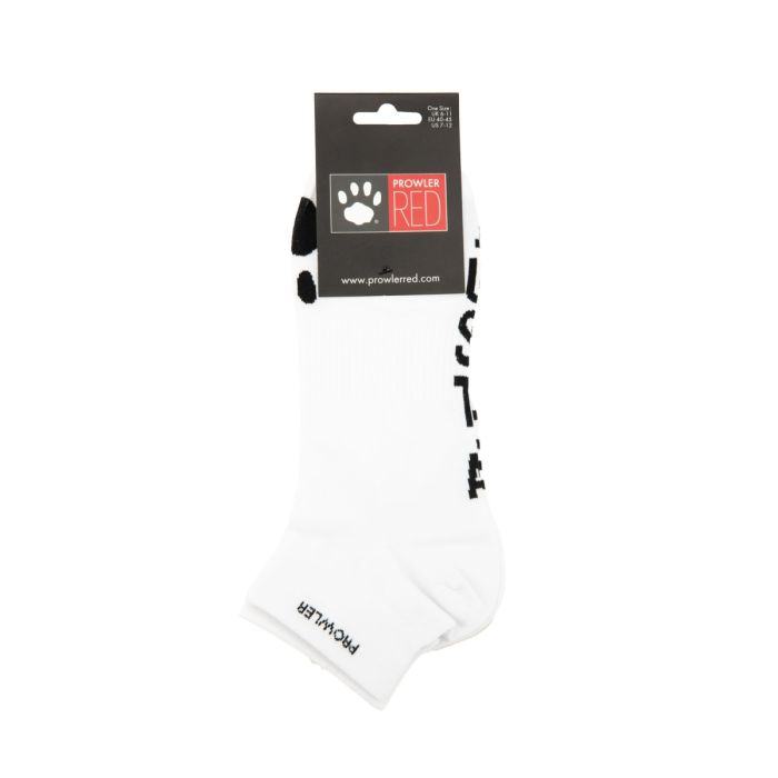 Prowler RED Ankle Sock Just A Hole packaged elegantly, highlighting the branding and unique design features for fashionable footware.