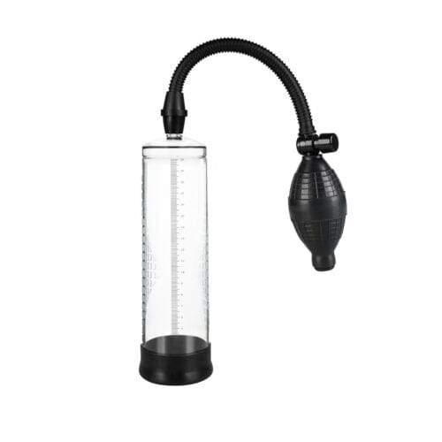 Luxury Loving Joy Rev Bulb Pump featuring a transparent cylinrical chamber for suction enhancement, with a sleek black gripping handle for comfort.