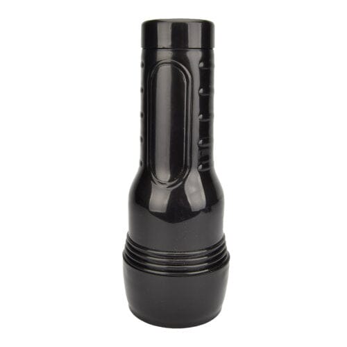 a black bottle with a black cap on a white background