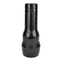 a black bottle with a black cap on a white background