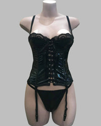 Wetlook PVC Basque & Thong Set