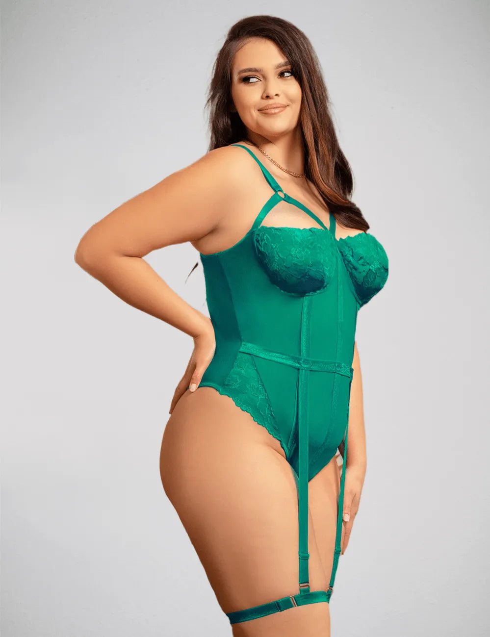 Scandals One Piece Teddy With Lace, Snap Crotch & Leg Straps Bodies & Teddies Scandals Lingerie