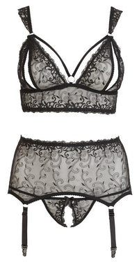 Embroidered Suspender Set - Plus Size