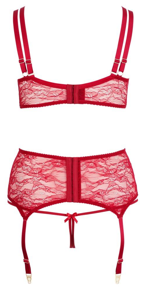 Red Lace Suspender Set - Plus Size