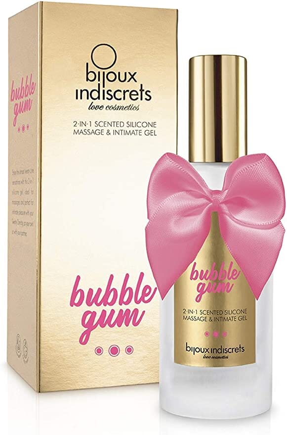 a bottle of bubble gum next to a box