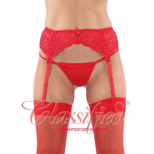 Embroidered Flower Lace Suspender Belt