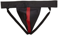 Scandals Black Leather Jock with Red Stripe
