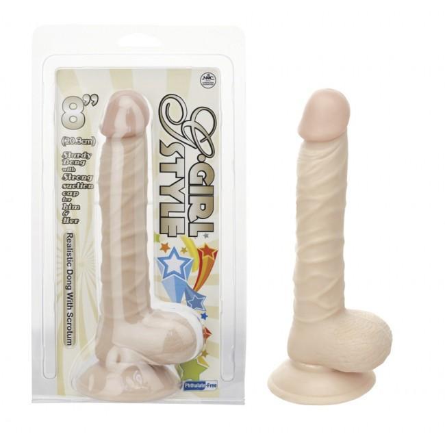 G-Girl Style Realistic Dong with Scrotum- 6", 7" and 8"