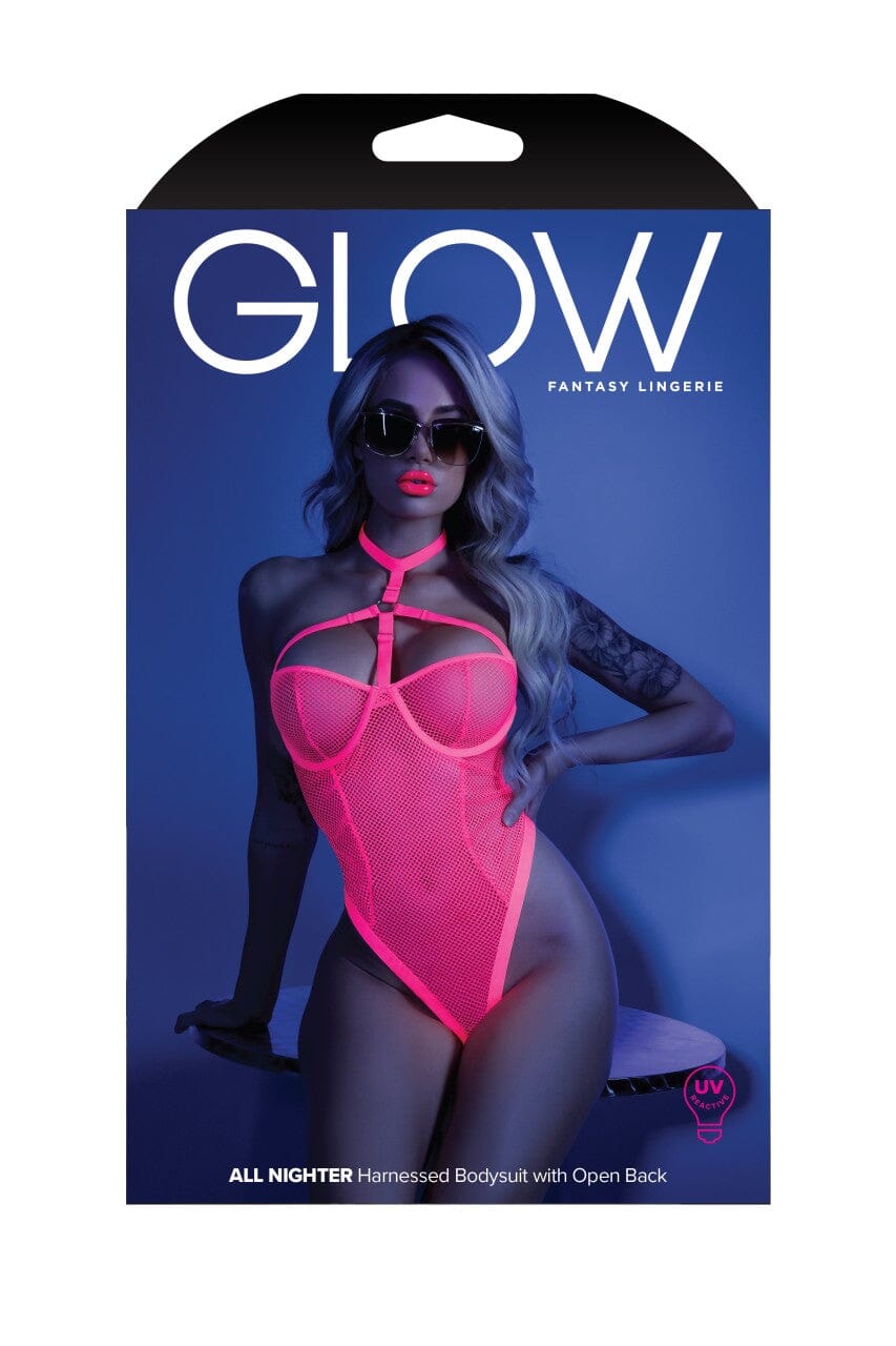 UV Reactive Harness Bodysuit with Open Back