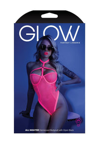 UV Reactive Harness Bodysuit with Open Back