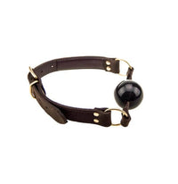 High-quality Nubuck Leather Solid Ball Gag showcasing the intricately crafted O-rings for diverse styling options.