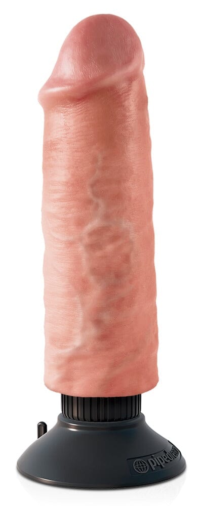 King Cock 6" Vibrating Cock – Realistic American-Made, Waterproof, Suction-Cup Base, Poseable